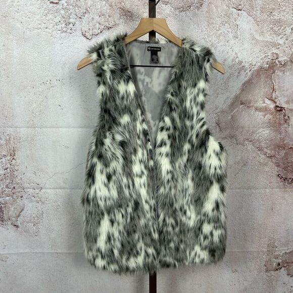 NEW DIRECTIONS boho faux fur vest size L festival glam layering statement jacket - Picture 1 of 4